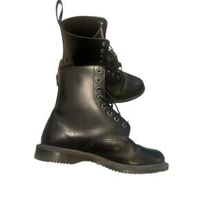 Dr Martens Womens Size 7 Elsham AW004 Polished Smooth Black Boots 8-Eye Lace Up